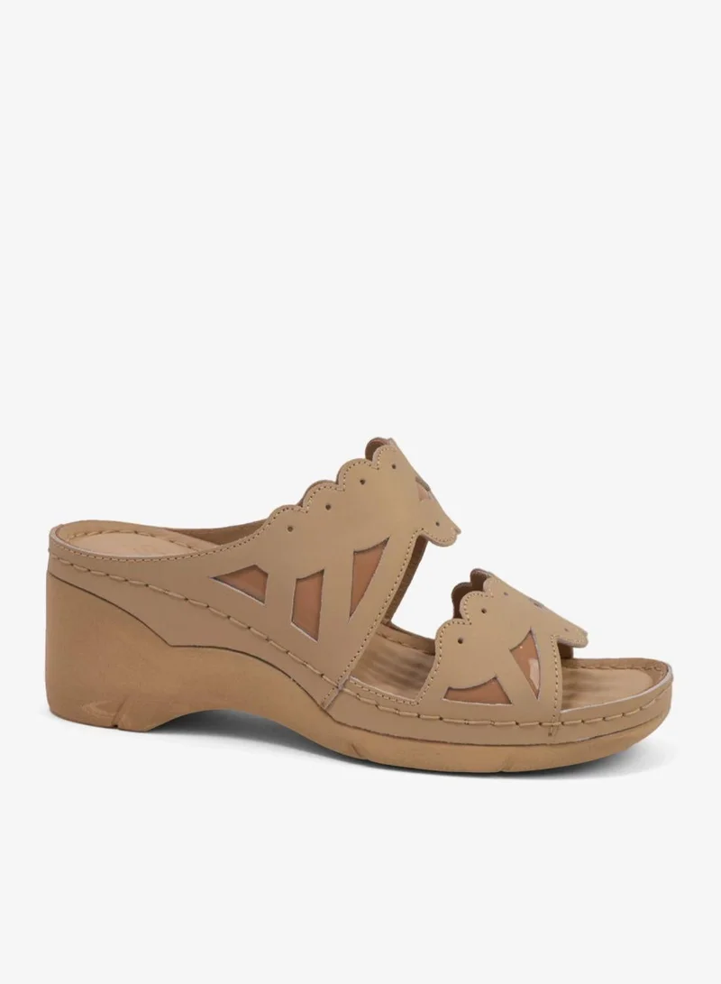 كومفورت بلس صنادل مريحة مفتوحة من الأمام بتصميم مفتوح بيج